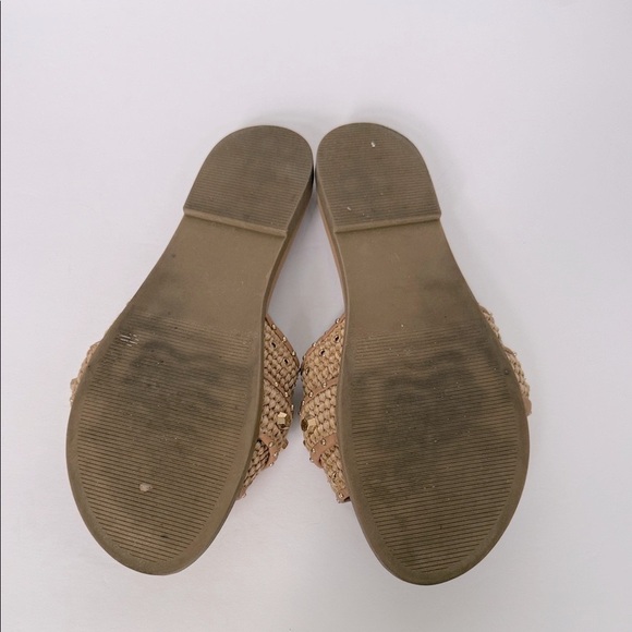 Steve Madden Tan Gold Slide Embellished Sandals Size 9 - Picture 9 of 10